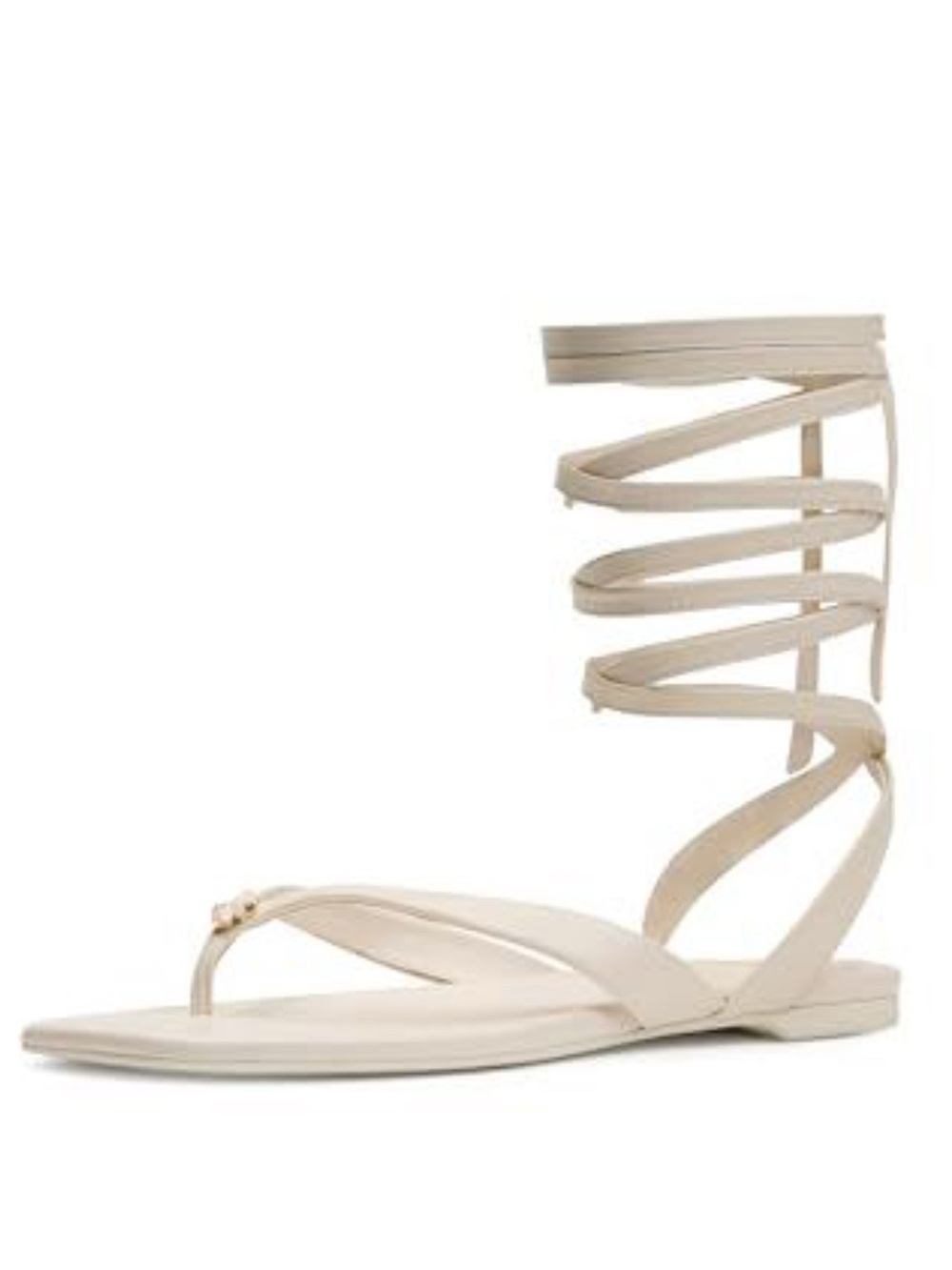 kate spade 8.5 Spade Flower Neutral Wrap Around Gladiator Thong Sandal Cream